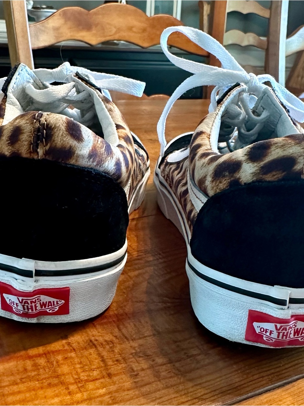 Vans Leopard Print Low-Top Sneakers in Black & Brown - Picture 6 of 7